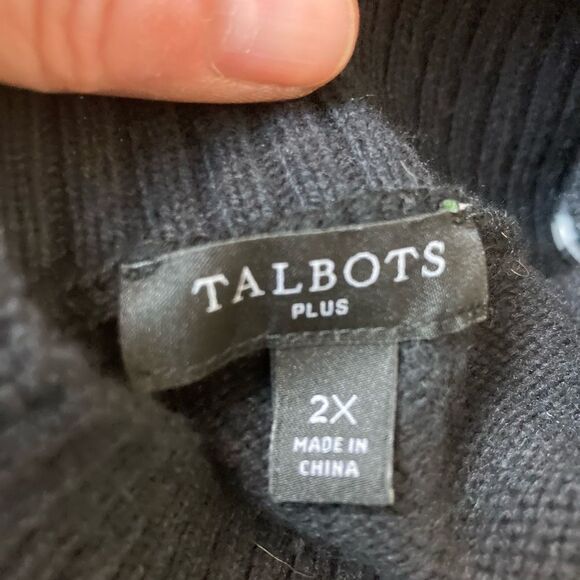 Talbots chic Black Sweater w/ side buttoning neck to shoulder - Picture 8 of 9